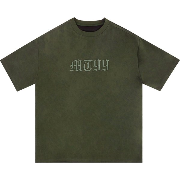Original Letter Embroidery O Neck Suede Summer Tshirts for Men and Women Short Sleeve Streetwear Casual Oversized Top Tees