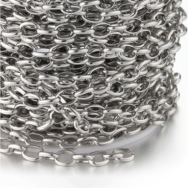 Chaîne circulaire en acier inoxydable, 1 mètre, 7.5mm, pour collier, Bracelet, accessoires de fabrication de bijoux, bricolage