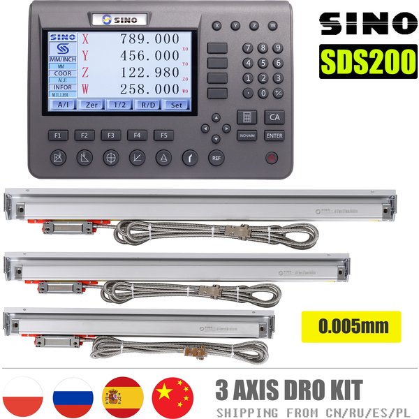SINO SDS200 Metall 4-Achsen LCD Digital Anzeige Display DRO Kit KA-300 Glas Linear Skala Encoder Für Drehmaschine Schleifer Fräsen Bohrer