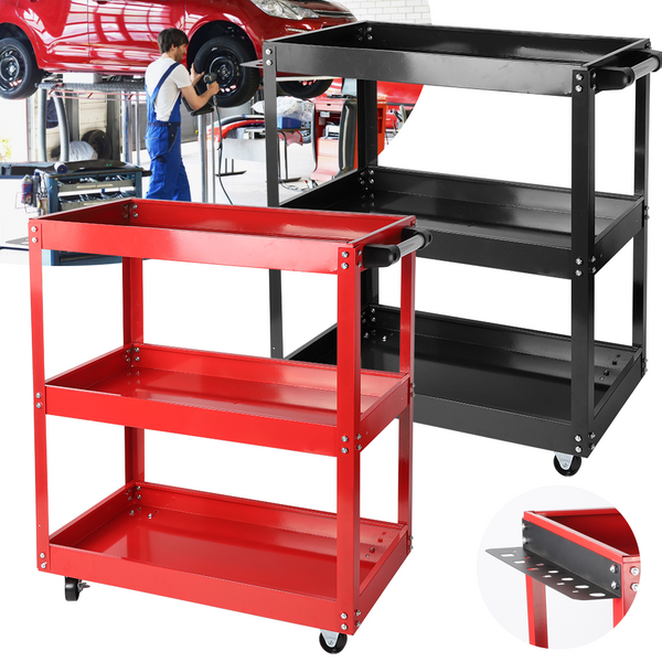 Werkzeugwagen, 3-stufiger rollender Werkzeugwagen mit 4 Rädern, professioneller Werkstatt-Werkzeugwagen, mobiles Regal für die Autoreparatur