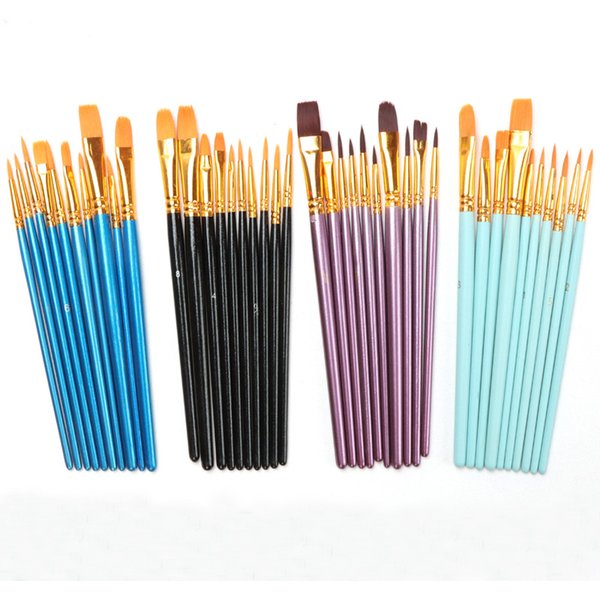 Professional Acrylic Paint Brush Set 10pcs Nylon Hair Brushes for All Purpose Oil Watercolor Painting Artist