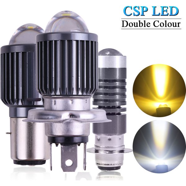 1 pièces 10000LM H4 LED phare de moto H6 BA20D P15D Led CSP lentille blanc jaune salut Lo faisceau moto Scooter lumière courante