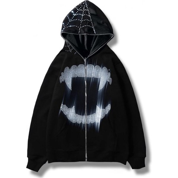 Sweat à capuche zippé avec biscuits pour hommes et femmes, sweat à capuche Goth, veste à capuche Grunge, streetwear Web, vêtements d'automne, Y2K, 2022