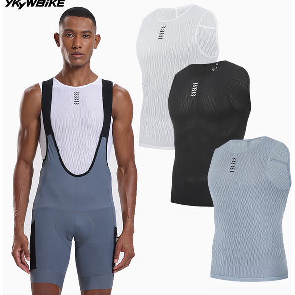YKYWBIKE Herren-Basisschicht, ärmellos, schnell trocknend, Radfahren, Sport, Radtrikot, Unterhemd, MTB, Fahrradwesten, Kompression, Fahrrad