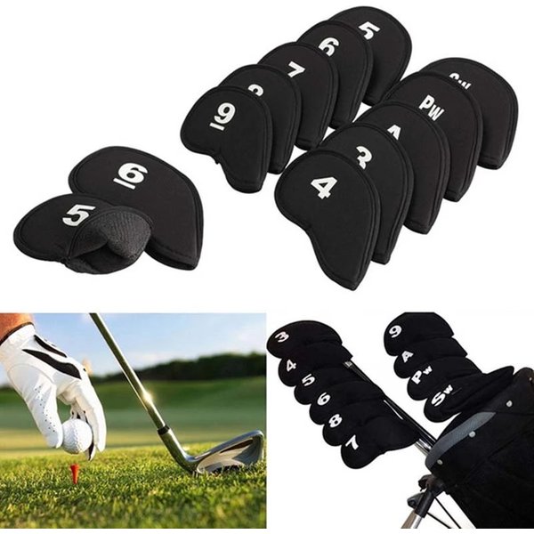 10Pcs Portable Golf Club Iron Head Covers Protector Golfs Head Cover Set Headcover Protector Golf Supplies