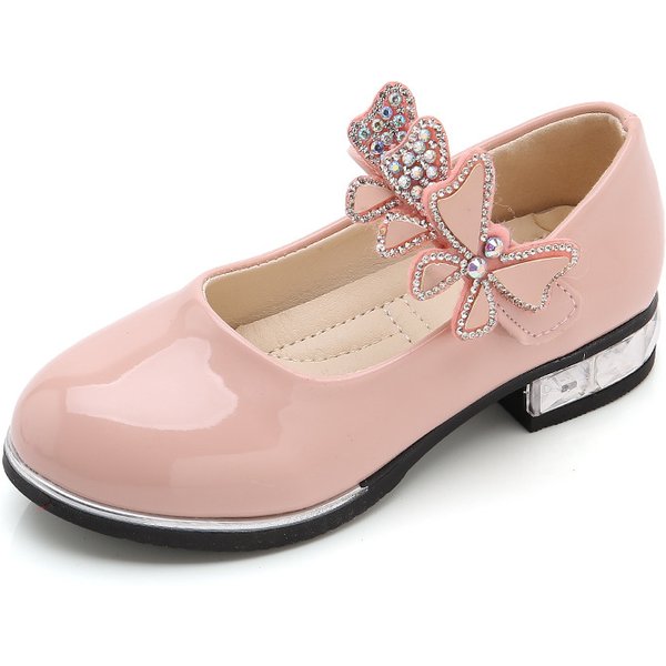 Mädchen Lederschuhe 2022, Frühling, Sommer, PU-Lackleder, Kinderkleidschuhe, High Heels, Schmetterlingsknoten-Kleiderschuhe für Hochzeit, schick