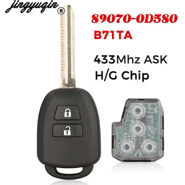 Jingyuqin B71TA 433MHz Smart Remote Car Key for Toyota Yaris 2014-2017 Vios 2013-2016 FOB G /H Chip 89070-0D580 TOY43 Blade