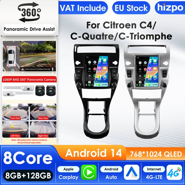 Hizpo 9,7 ''Android 14 Auto-Multimedia-Player Für Citroen C4 C-Triomphe Quatre 2004-2014 GPS Carplay 4G AI Bluetooth WIFI FM RDS