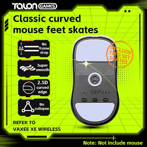 2 Sets TALONGAMES Mouse Feet Light Gray Custom Curved Edge Mouse Skates For VAXEE XE Wireless Mouse Feet Replacement