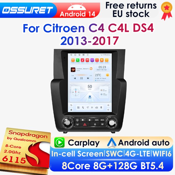 2 DIN 9,7 Zoll Vertikaler Bildschirm Android 14 Autoradio für Citroen C4 C4L DS4 2013 - 2017 Auto-Multimedia-GPS-Player Kabelloses Carplay Android Auto 4G DSP BT Mirror Link SWC 360-Grad-Kamera 2Din