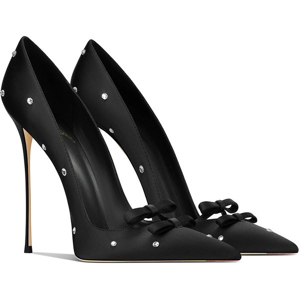 Nouvelles chaussures à talons hauts en satin noir de style chinois, à bout pointu, pour femmes, design élégant, chaussures polyvalentes