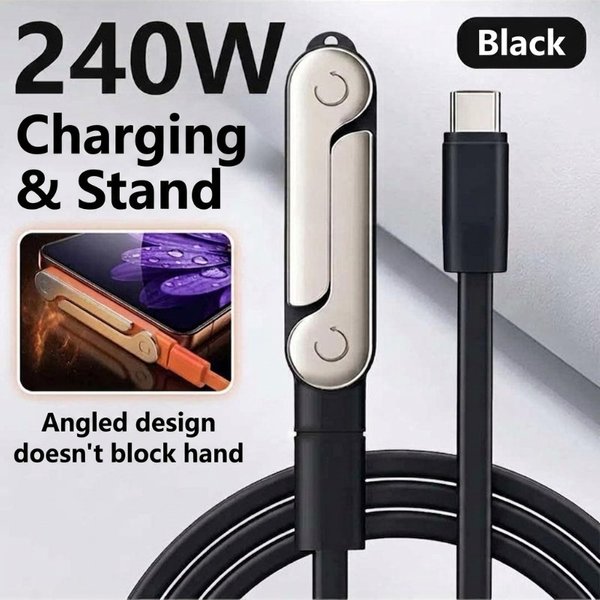 240W 2-w-1 USB C do Type C Szybkie Ładowanie Składana Podstawka Adapter Odczepiany Kabel Type C Podstawka Biurkowa Kabel do Ładowania i Transmisji Danych