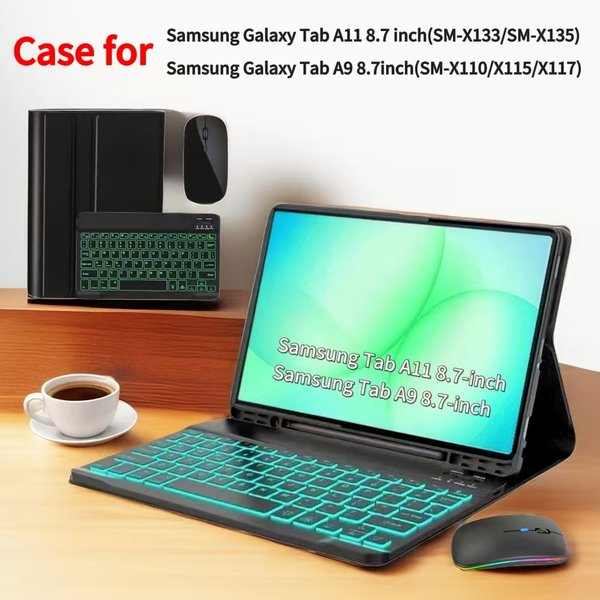 Hülle für Samsung Galaxy Tab A11 8,7 Zoll SM-X133/X135 Hülle, Tastaturabdeckung für Samsung Tab A9 8,7 SM-X110/X115/X117 Tastatur