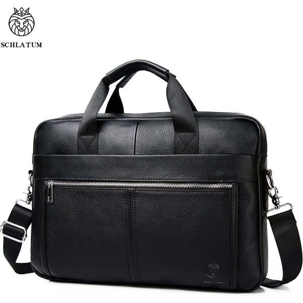 SCHLATUM – porte-documents en cuir véritable pour hommes, sacs à main de luxe, porte-documents pour ordinateur portable, sac d'ordinateur de bureau de 15 pouces