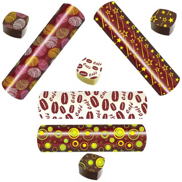 Papier de transfert de chocolat, 5 pièces/sac, moule à motifs, impression de notes musicales, décoration de gâteau à bulles, papier de riz Non gluant