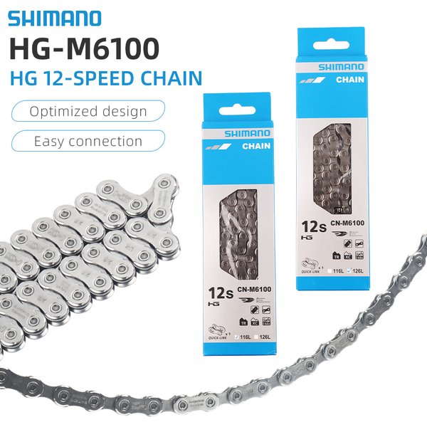SHIMANO DEORE CN-M6100 12-speed - HG - MTB Chain Mountain Bike Bicycle 12s Current with QUICK LINK 116L 118L 120L 126L Original