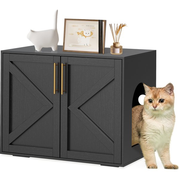 Boîte à litière pour chat dissimulée - Meuble en bois pour jouets à cataire avec contrôle des odeurs, conception ventilée, table d'appoint multifonctionnelle, intérieur spacieux, convient à la plupart