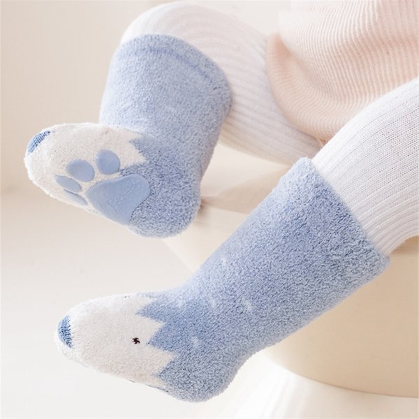 Lawadka hiver nouveau-né bébé fille garçon chaussettes anti-dérapant corail polaire enfant en bas âge chaussettes pour filles garçons épais chaud infantile bébé chaussette 0-3Y
