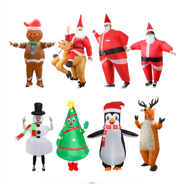 Costumes gonflables amusants de noël, bonhomme en pain d'épice, père noël, élan, bonhomme de neige, arbre, pingouin, fête de carnaval d'halloween pour enfants et adultes