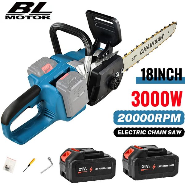 3000W Bürstenlose 18-Zoll-Elektrokettensäge Kabellos Holzbearbeitungs-Elektrowerkzeug Handgeführtes Gartenwerkzeug für Makita-Akku