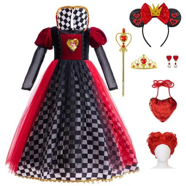Robe de cosplay de la Reine Rouge pour femmes et filles, robe d'Alice pour adultes, vêtements de sorcière, vêtements de magicien, costume d'Halloween