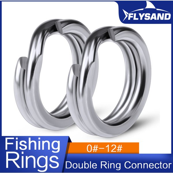 FLYSAND High Quality 100PCS/Bag Fishing Split Rings For Japanese Crankbaits Hard Bait Silver Stainless Steel 0#-12# Double Ring