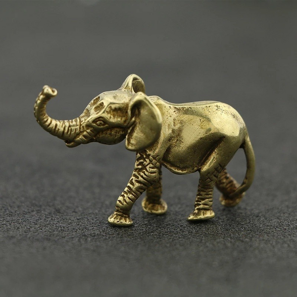 Poignée de sculpture en Bronze pour animaux de compagnie, Art de thé de bureau, décoration animale, Mini poupée éléphant en Bronze, décoration de la maison