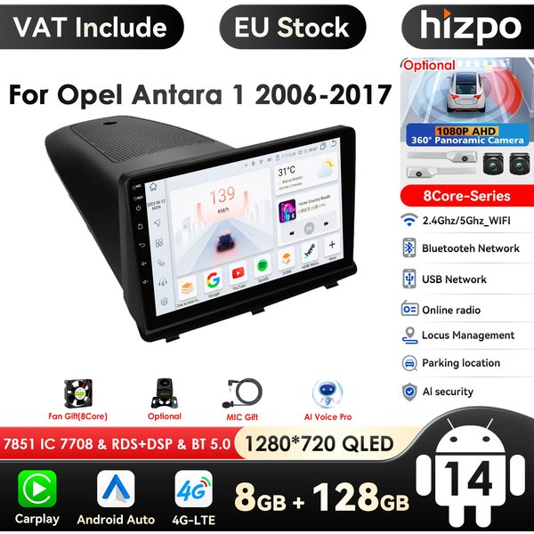 Snapdragon Monitor Head Unit für Opel Antara 1 2006–2017 Autoradio Multimedia Video Player Carplay Auto 4G Net RDS Stereo Audio