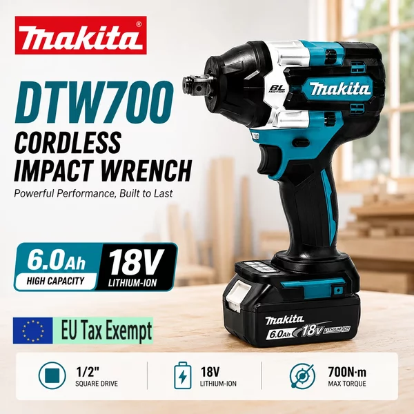 Akku-Schlagschrauber für Makita 18V Akku, 700N.m, bürstenloser Motor, hohes Drehmoment, variable Geschwindigkeit, Elektrowerkzeug für die Autoreparatur in der Garage