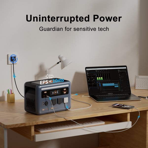 OSCAL PowerMax 1800 SE Tragbare Powerstation, 1024Wh LiFePO4 Solargenerator, 1800W Reiner Sinus-Wechselstromausgang, 800W Solar-Schnellladung, App-Steuerung, Solargenerator für Zuhause, Camping und