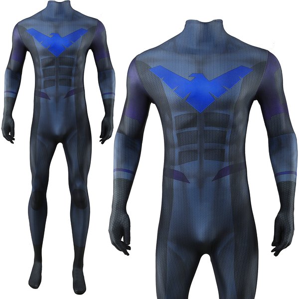 Nightwing Cosplay Costume Spandex Halloween Adults Woman Ladys Superhero Zentai Men Male Bodysuit