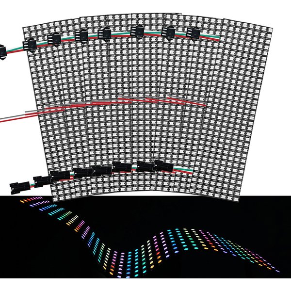 Panneau LED adressable individuellement DC5V WS2812B, module d'écran matriciel numérique flexible RGB WS2812, lumière 8x8 16x16 8x32 256 pixels