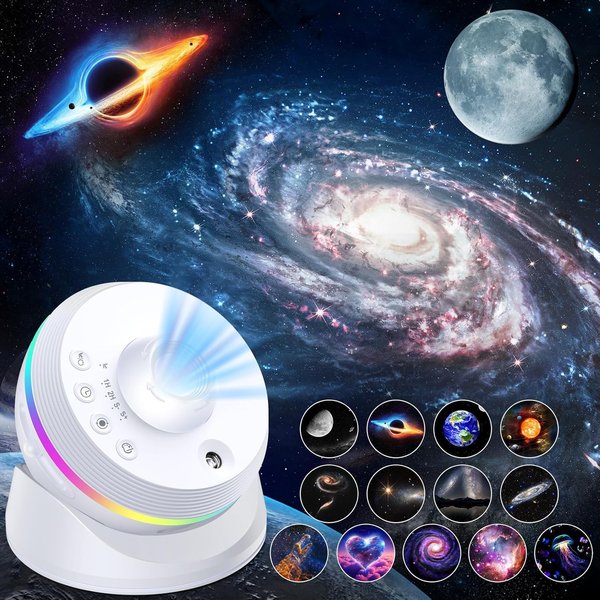 Projecteur de lumière nocturne LED Galaxy Star 4K HD 13 en 1, projecteur de planétarium 360° ° Décoration de chambre à coucher rotative, cadeau pour enfants