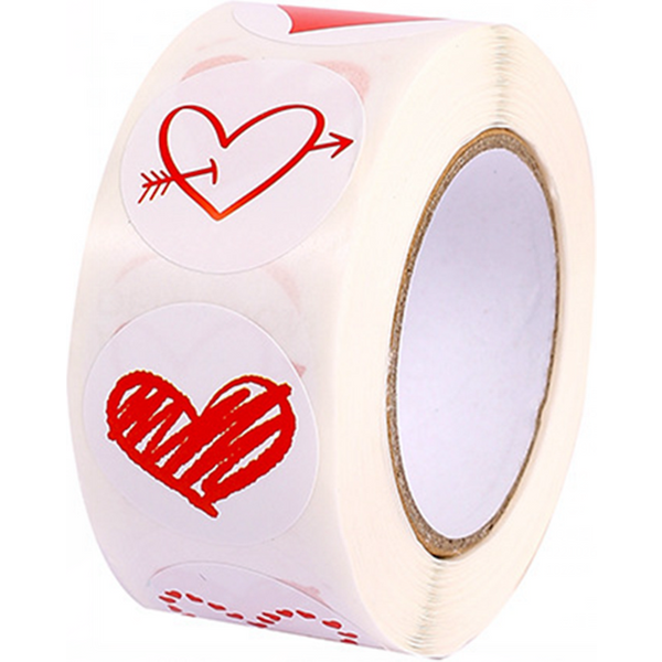 Autocollants cœur rouge pour la saint-valentin, 1 pouce/2.5cm, pour emballage de pâtisserie, sceaux d'enveloppe, autocollants décoratifs d'amour, 100 à 500 pièces