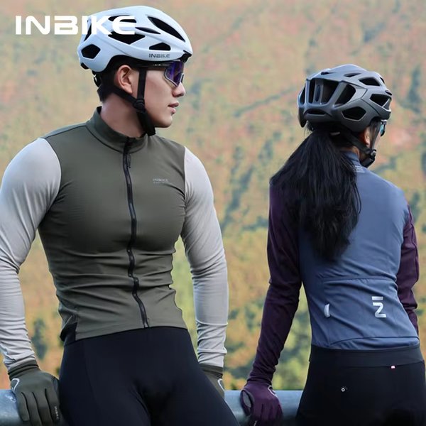INIBKE Langärmeliges Herren-Radtrikot Winter Fleece Fahrradtrikot Fahrradbekleidung Reflektierend Vollreißverschluss 3 Rückentaschen
