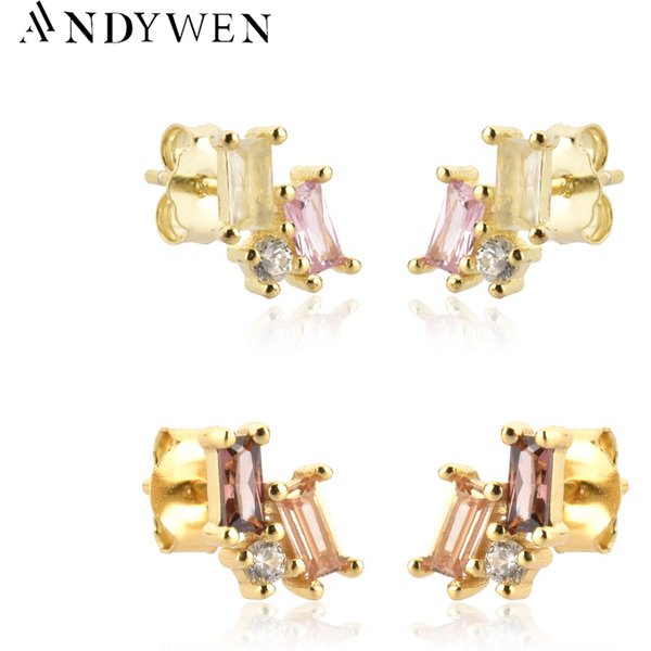 ANDYWEN 925 En Argent Sterling 2021 Clair Zircon Piercing Cercle Boucle D'oreille Pendientes De Luxe En Cristal Bijoux Punk de Clips
