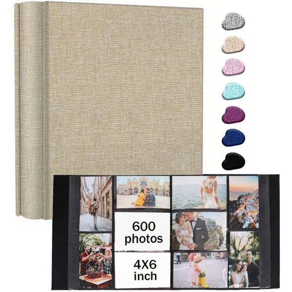 Großes Fotoalbum aus Leinen, Scrapbook mit 200/300/600 Fächern für 4x6 Fotos, Einsteck-Fotoalbum für Hochzeit, Baby, Familie, Jubiläum