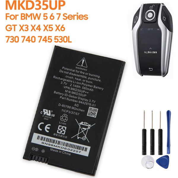 Batterie de remplacement MKD35ettes pour BMW, clé de voiture aste, batterie LCD, BMW Série 5, BMW 6, BMW 7, BMW Tage X5, BMW X6, BMW 730, BMW 740, BMW 745, BMW Série 530L, 580mAh