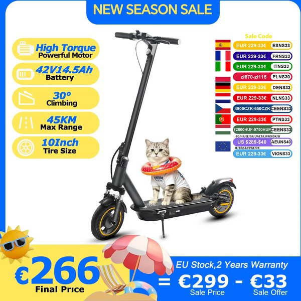 Trottinette électrique AOVOPRO TX01, moteur puissant, autonomie de 45 km, 42V14.5AH, pneus pneumatiques de 10 pouces, pliable intelligente avec application A1MAX, double suspension, EScooter