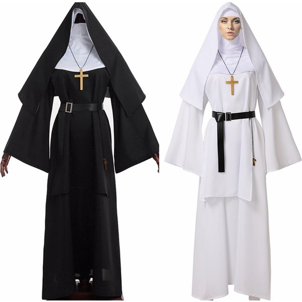 Nonnenkleid, Halloween-Kostüm für Damen, gruselige Cosplay-Mary-Priesterkleider