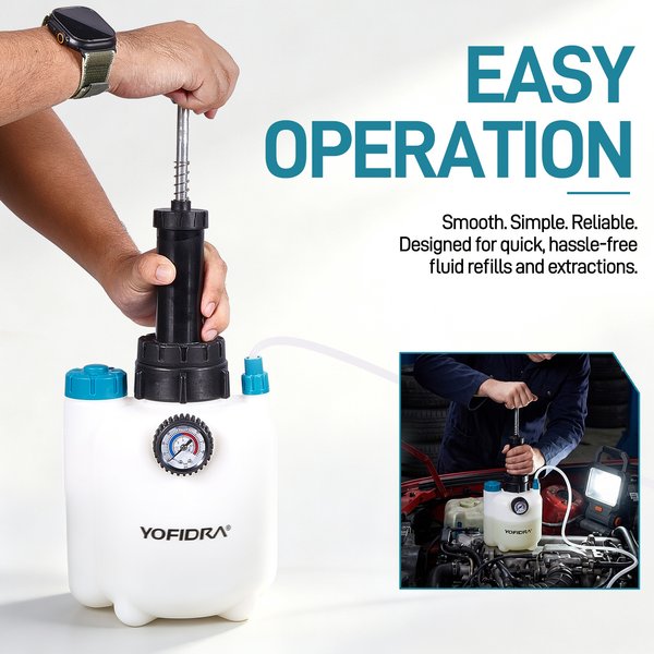 YOFIDRA 3L Manueller Bremsenentlüfter, Druckentlüftungsset, professionelles Werkzeug zum Austausch und zur Reparatur von Bremsflüssigkeit, inklusive 1-Liter-Flasche zum Entnehmen von Bremsflüssigkeit,