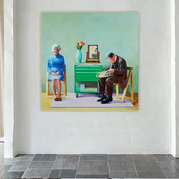 David Hockney „My Parents“ Leinwandkunst Ölgemälde Kunstwerk Poster Bild Wand Hintergrund Dekor Zuhause Wohnzimmer Dekoration