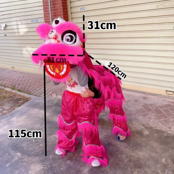 Costume de Lion de danse clignotante chinoise pour enfants, accessoires de dessin animé, fête de carnaval, Festival chinois comprenant une queue et deux pantalons