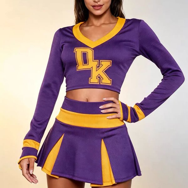 Women Jennifer Cosplay Halloween Gothic Costume Purple Cheerleader Cutout Backless Top Skirt Set Halloween Party Stage Outfit