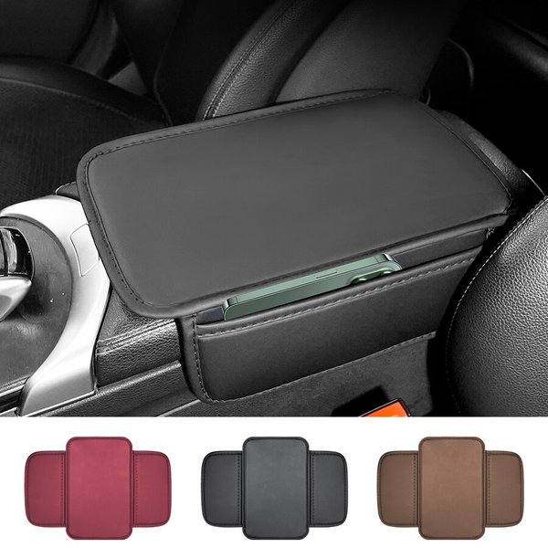 Coussin d'accoudoir de voiture, Support de coude universel, boîte de repose-bras universelle avec sac de rangement des deux côtés, intérieur en cuir PU
