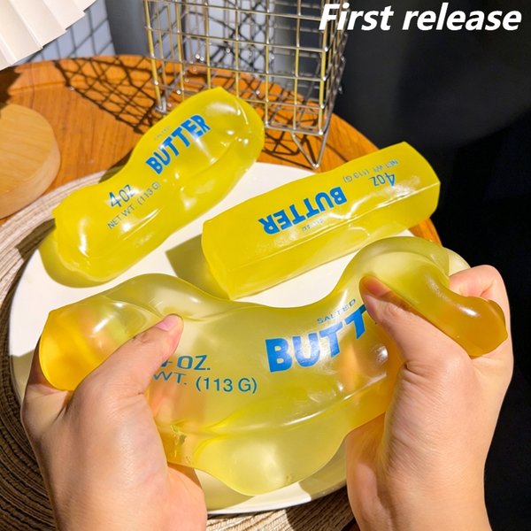 Neues Squishy Simuliertes Butter-Quetschspielzeug – Weiches Stressabbau-Spielzeug mit langsamem Rückprall zum Entspannen, Dekomprimieren und Kneten – Butterbrot-Knautsch-Ornament