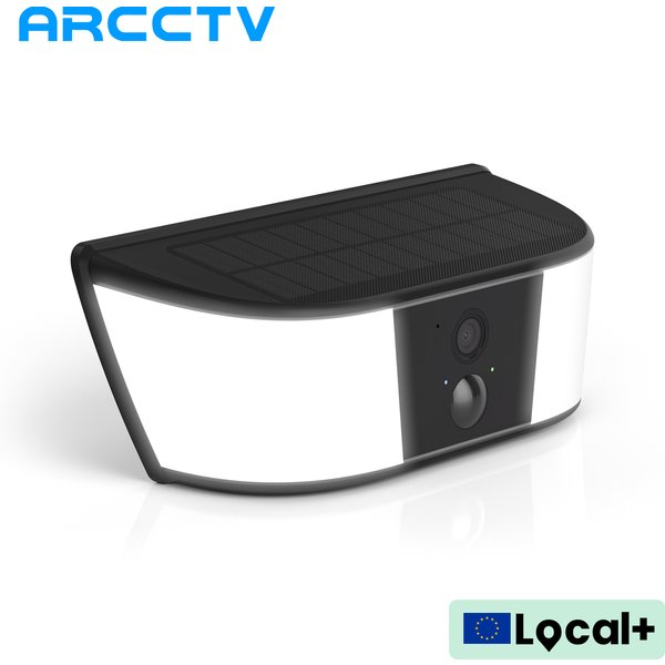 Caméra de sécurité solaire WiFi ARCCTV 2K, caméra extérieure sans fil avec projecteur, détection humanoïde, alarme, surveillance HD, audio bidirectionnel