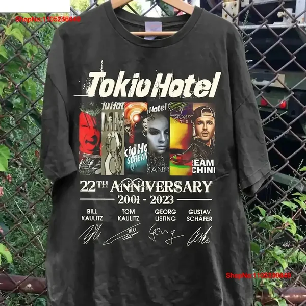 SALE 22. Jahrestag Tokio Hotel T-Shirt Volle Größe S 5XL Vintage Washed Top für Alltag Streetwear Stretched Casual Soft