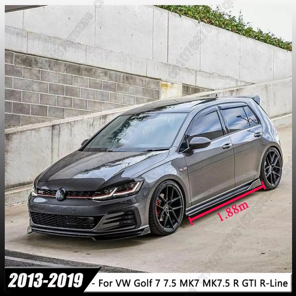 1.88m Car Side Skirt Extension Splitter Lip For VW Golf 7 7.5 MK7 MK7.5 R GTI R-Line 2013-2019 4pcs Spoiler Diffuser Accessories