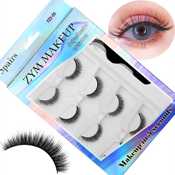 5 Paar wieder verwendbare selbst klebende falsche Wimpern mit Pinzette wasserdichtes Klebeband Wimpern, um keinen natürlichen Kleber zu tragen